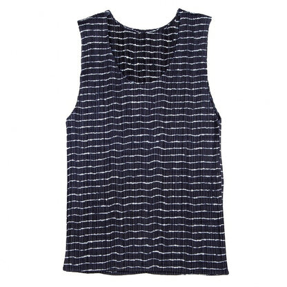 PLEATS PLEASE Pleated Striped Tank Top Blue Size 3