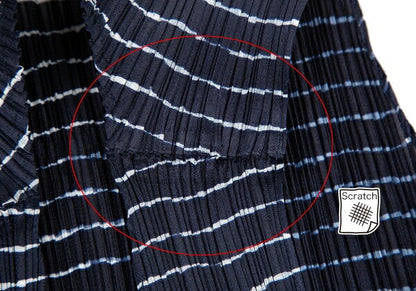 PLEATS PLEASE Pleated Striped Tank Top Blue Size 3