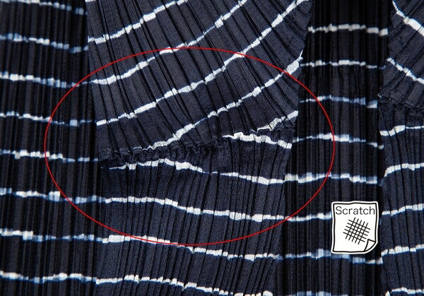 PLEATS PLEASE Pleated Striped Tank Top Blue Size 3