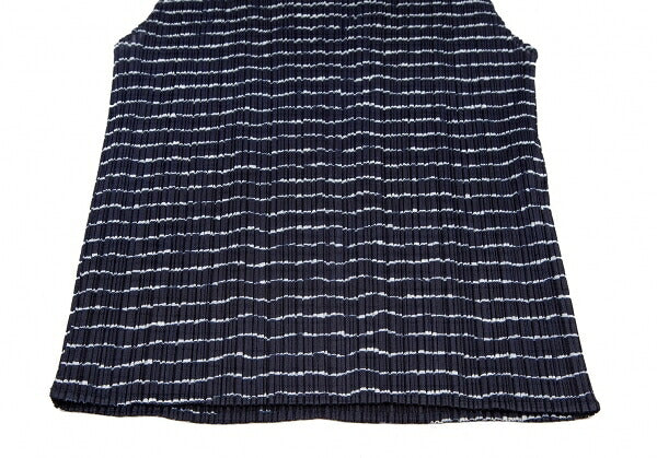 PLEATS PLEASE Pleated Striped Tank Top Blue Size 3