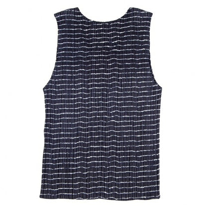 PLEATS PLEASE Pleated Striped Tank Top Blue Size 3