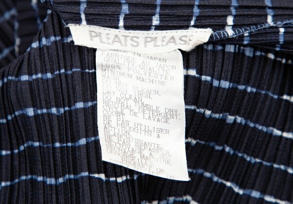 PLEATS PLEASE Pleated Striped Tank Top Blue Size 3