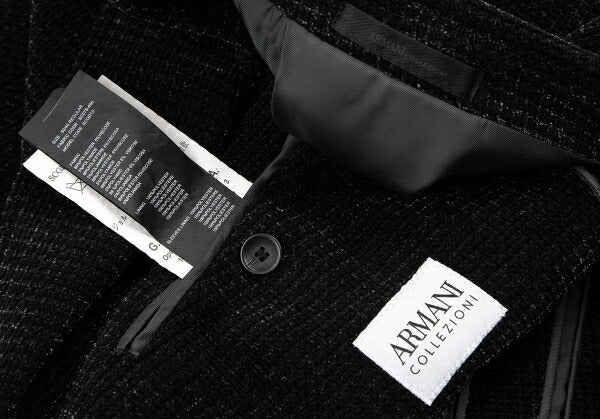 ARMANI COLLEZIONI Chenille Blend Blazer Black Size 50