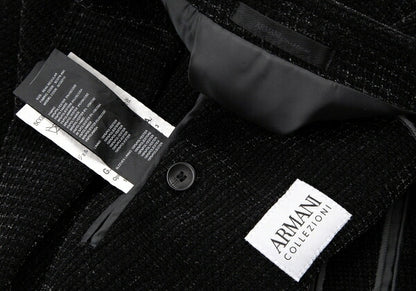 ARMANI COLLEZIONI Chenille Blend Blazer Black Size 50