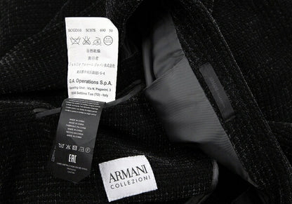 ARMANI COLLEZIONI Chenille Blend Blazer Black Size 50