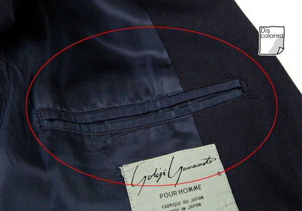 Yohji Yamamoto POUR HOMME Wool Tailored Blazer Navy Size S