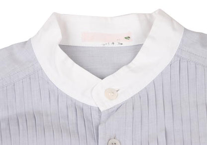 ISSEY MIYAKE MEN Pleated Band Collar Shirt Light Blue Size S