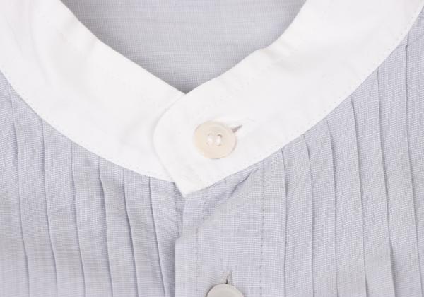 ISSEY MIYAKE MEN Pleated Band Collar Shirt Light Blue Size S