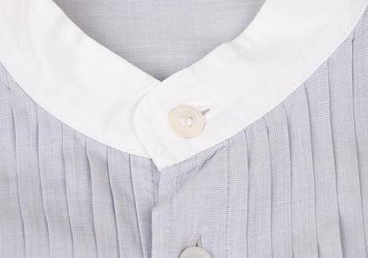 ISSEY MIYAKE MEN Pleated Band Collar Shirt Light Blue Size S