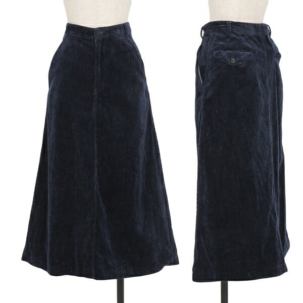 COMME des GARCONS Corduroy A-Line Skirt Navy Size M