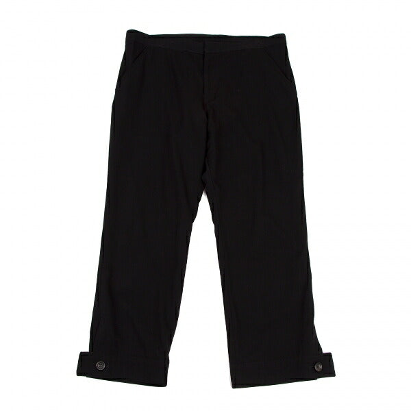 Y's Wool Gabardine Hem Button Cropped Pants Black Size 3