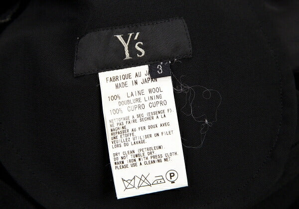 Y's Wool Gabardine Hem Button Cropped Pants Black Size 3