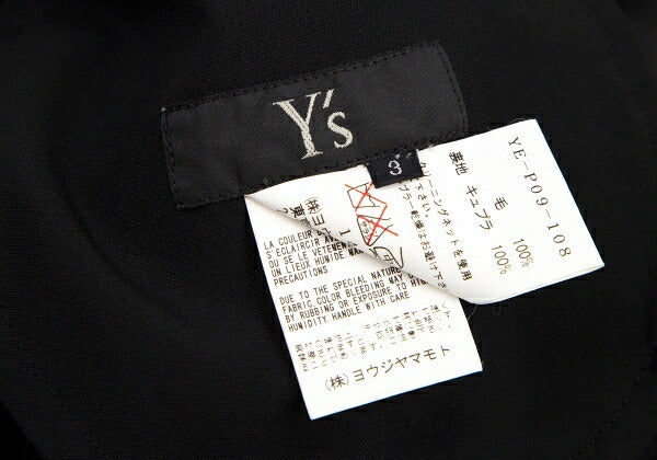 Y's Wool Gabardine Hem Button Cropped Pants Black Size 3