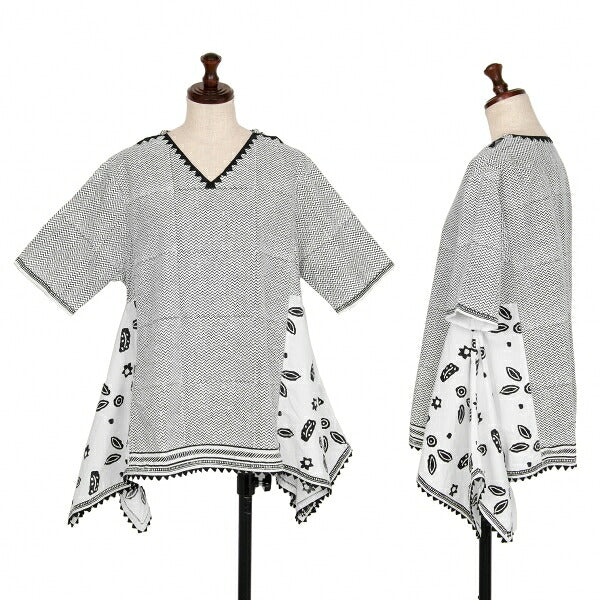 ISSEY MIYAKE HaaT Zigzag Native Print Blouse White Size 2