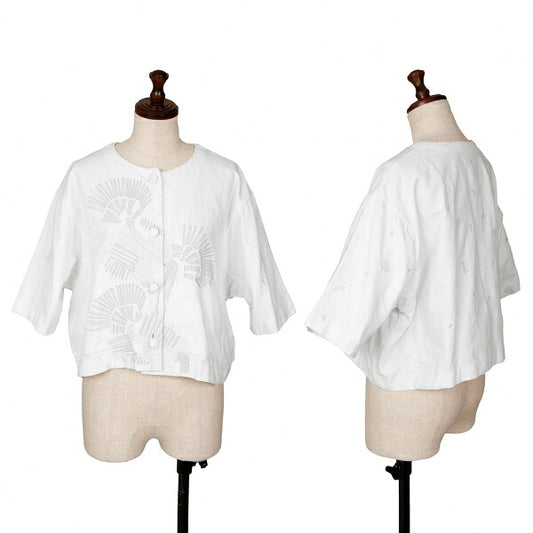 ISSEY MIYAKE HaaT Embroidered Wide Jacket White Size 2