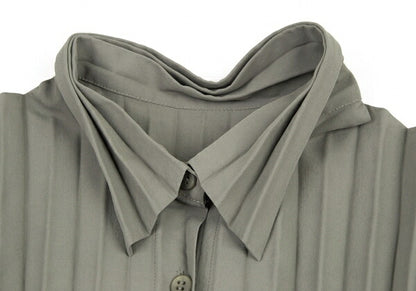 ISSEY MIYAKE WHITELABEL Pleated Sleeveless Top Khaki Size 2