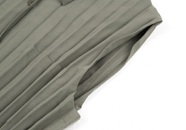 ISSEY MIYAKE WHITELABEL Pleated Sleeveless Top Khaki Size 2