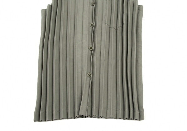 ISSEY MIYAKE WHITELABEL Pleated Sleeveless Top Khaki Size 2