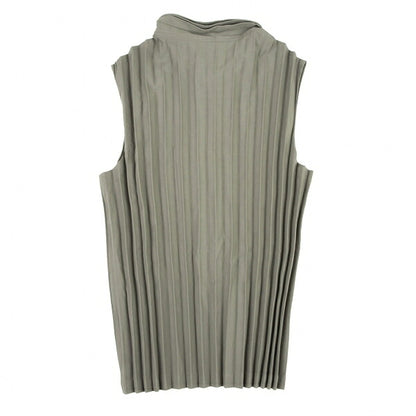 ISSEY MIYAKE WHITELABEL Pleated Sleeveless Top Khaki Size 2