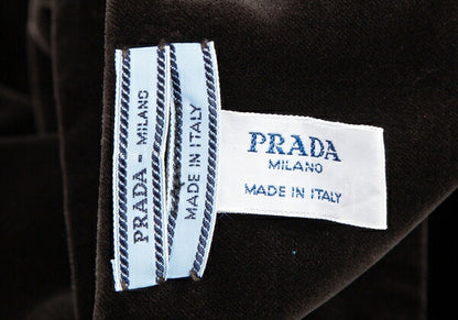 PRADA Logo Large Velour Shawl Brown