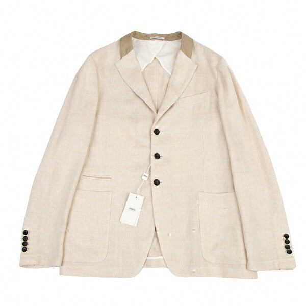 ARMANI COLLEZIONI Linen 3-Button Jacket Ivory Size 52