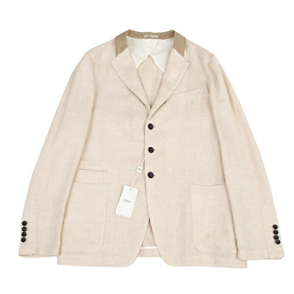 ARMANI COLLEZIONI Linen 3-Button Jacket Ivory Size 52