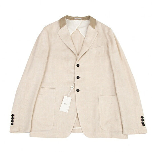 ARMANI COLLEZIONI Linen 3-Button Jacket Ivory Size 52