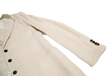 ARMANI COLLEZIONI Linen 3-Button Jacket Ivory Size 52