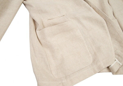 ARMANI COLLEZIONI Linen 3-Button Jacket Ivory Size 52