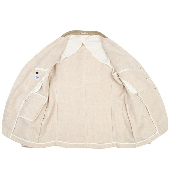 ARMANI COLLEZIONI Linen 3-Button Jacket Ivory Size 52