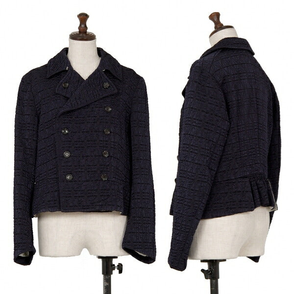 COMME des GARCONS Geometric Weave Double Jacket Navy Size S