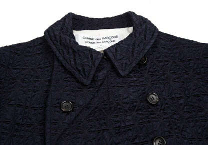 COMME des GARCONS Geometric Weave Double Jacket Navy Size S