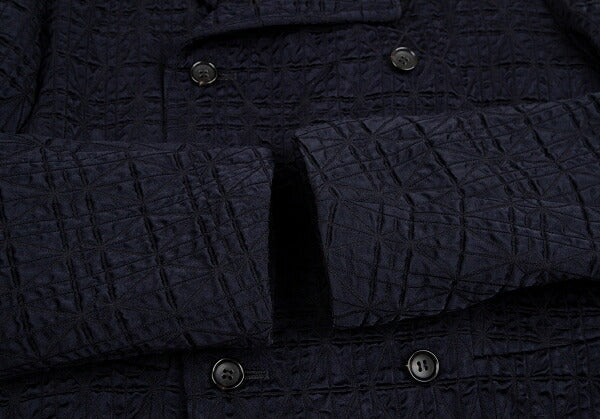 COMME des GARCONS Geometric Weave Double Jacket Navy Size S