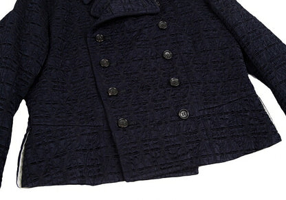 COMME des GARCONS Geometric Weave Double Jacket Navy Size S