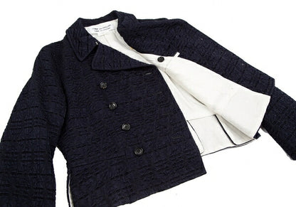 COMME des GARCONS Geometric Weave Double Jacket Navy Size S