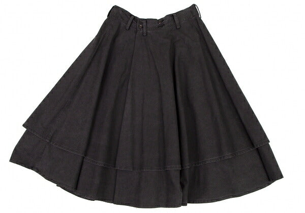 Y's Dyed Cotton Layered Flare Half Wrap Skirt Gray Size 1