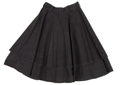 Y's Dyed Cotton Layered Flare Half Wrap Skirt Gray Size 1