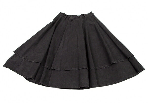Y's Dyed Cotton Layered Flare Half Wrap Skirt Gray Size 1