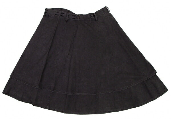 Y's Dyed Cotton Layered Flare Half Wrap Skirt Gray Size 1