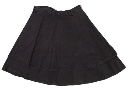 Y's Dyed Cotton Layered Flare Half Wrap Skirt Gray Size 1