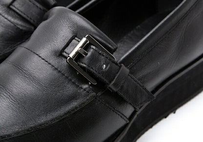 Yohji Yamamoto NOIR Belted Leather Loafers Black Size 23CM
