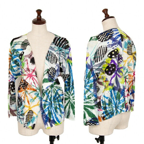 PLEATS PLEASE 16SS Graphic Print Cardigan White Size 3