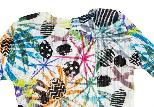 PLEATS PLEASE 16SS Graphic Print Cardigan White Size 3