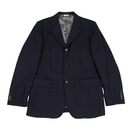 COMME des GARCONS HOMME DEUX Windowpane Jacket Navy Size M