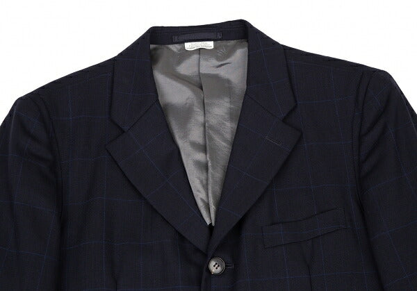 COMME des GARCONS HOMME DEUX Windowpane Jacket Navy Size M