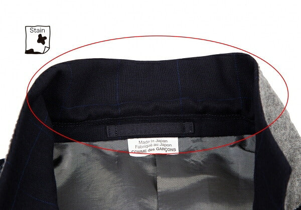 COMME des GARCONS HOMME DEUX Windowpane Jacket Navy Size M