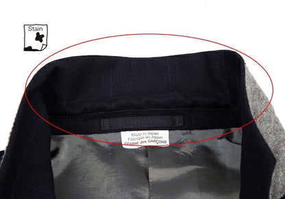 COMME des GARCONS HOMME DEUX Windowpane Jacket Navy Size M