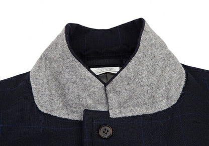 COMME des GARCONS HOMME DEUX Windowpane Jacket Navy Size M
