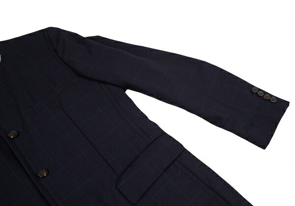 COMME des GARCONS HOMME DEUX Windowpane Jacket Navy Size M