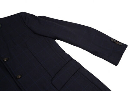 COMME des GARCONS HOMME DEUX Windowpane Jacket Navy Size M